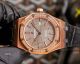 High End Replica Audemars Piguet Royal Oak Rose Gold Grey Dial Automatic Watch With Diamonds Black Leather Strap (3)_th.jpg